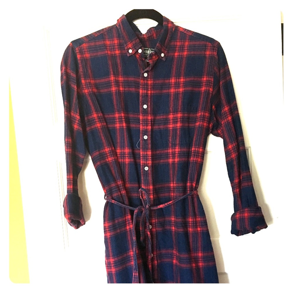 Gitman Bros flannel dress in blue and